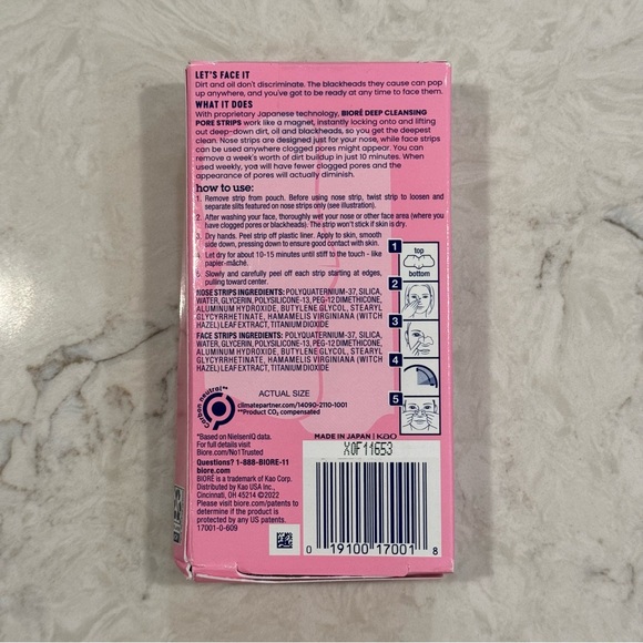 Biore Nose+Face Blackhead Remover Pore Strips, 12 Nose + 12 Face Strips - Picture 4 of 4